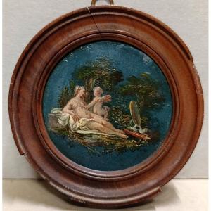 Miniature. 18-19th-century Painter. Venus And Cupid