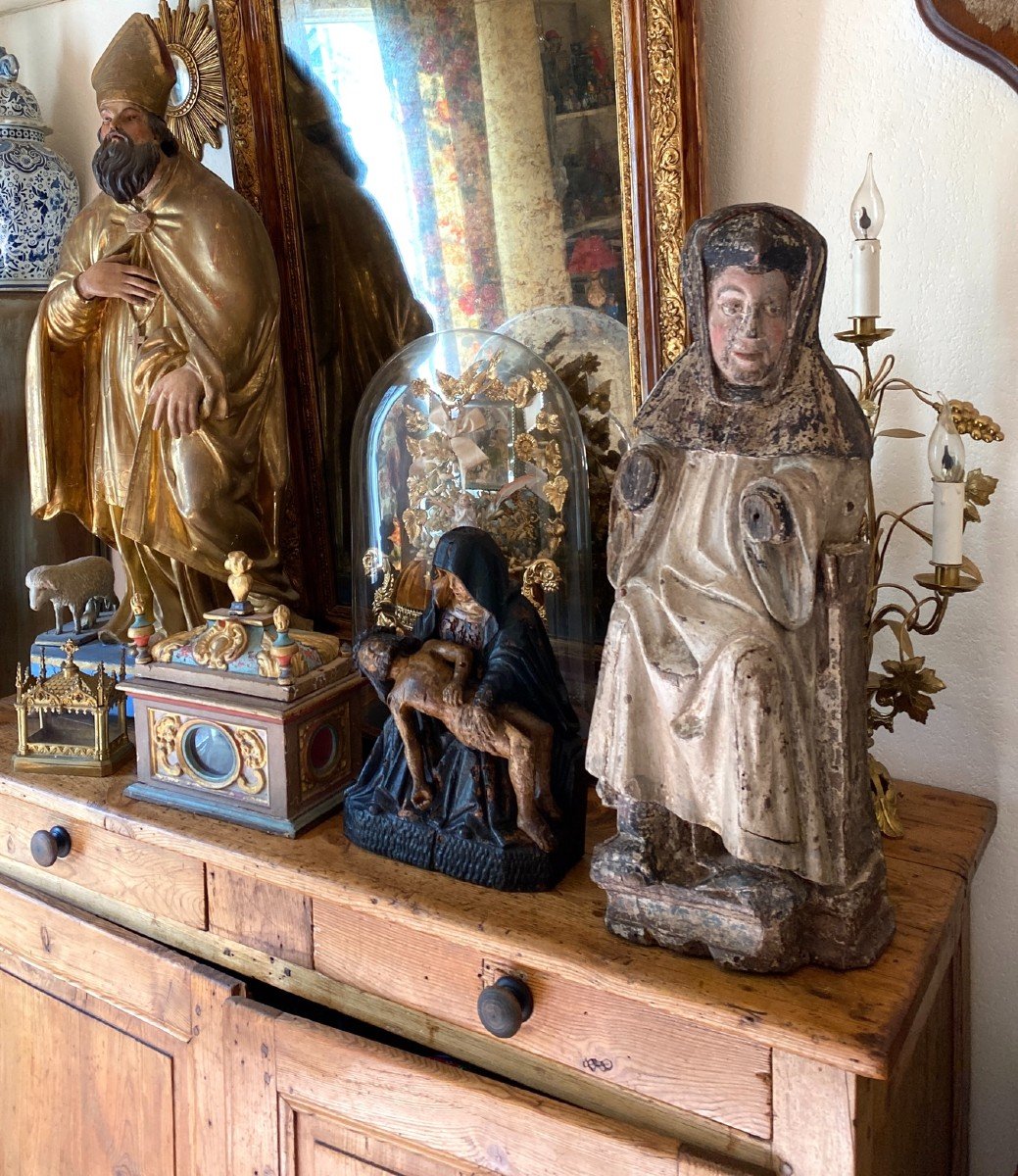 Statuaire , Sculpture - Vierge En Majest&eacute; - Sedes Sapientiae - Tr&ocirc;ne De Sagesse - Haute &eacute;poque-photo-2