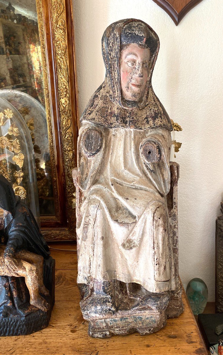 Statuaire , Sculpture - Vierge En Majest&eacute; - Sedes Sapientiae - Tr&ocirc;ne De Sagesse - Haute &eacute;poque-photo-3