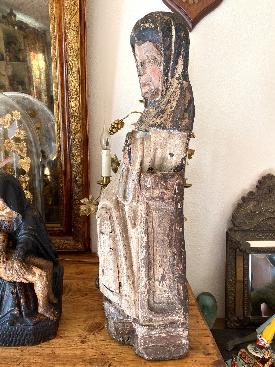 Statuaire , Sculpture - Vierge En Majest&eacute; - Sedes Sapientiae - Tr&ocirc;ne De Sagesse - Haute &eacute;poque-photo-4