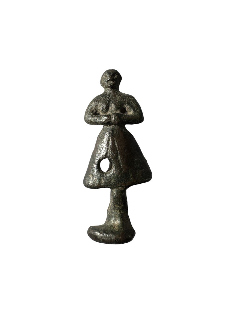 Bronze Artifact - Statuette, Devout Female Figurine - Medieval Period - Late Period