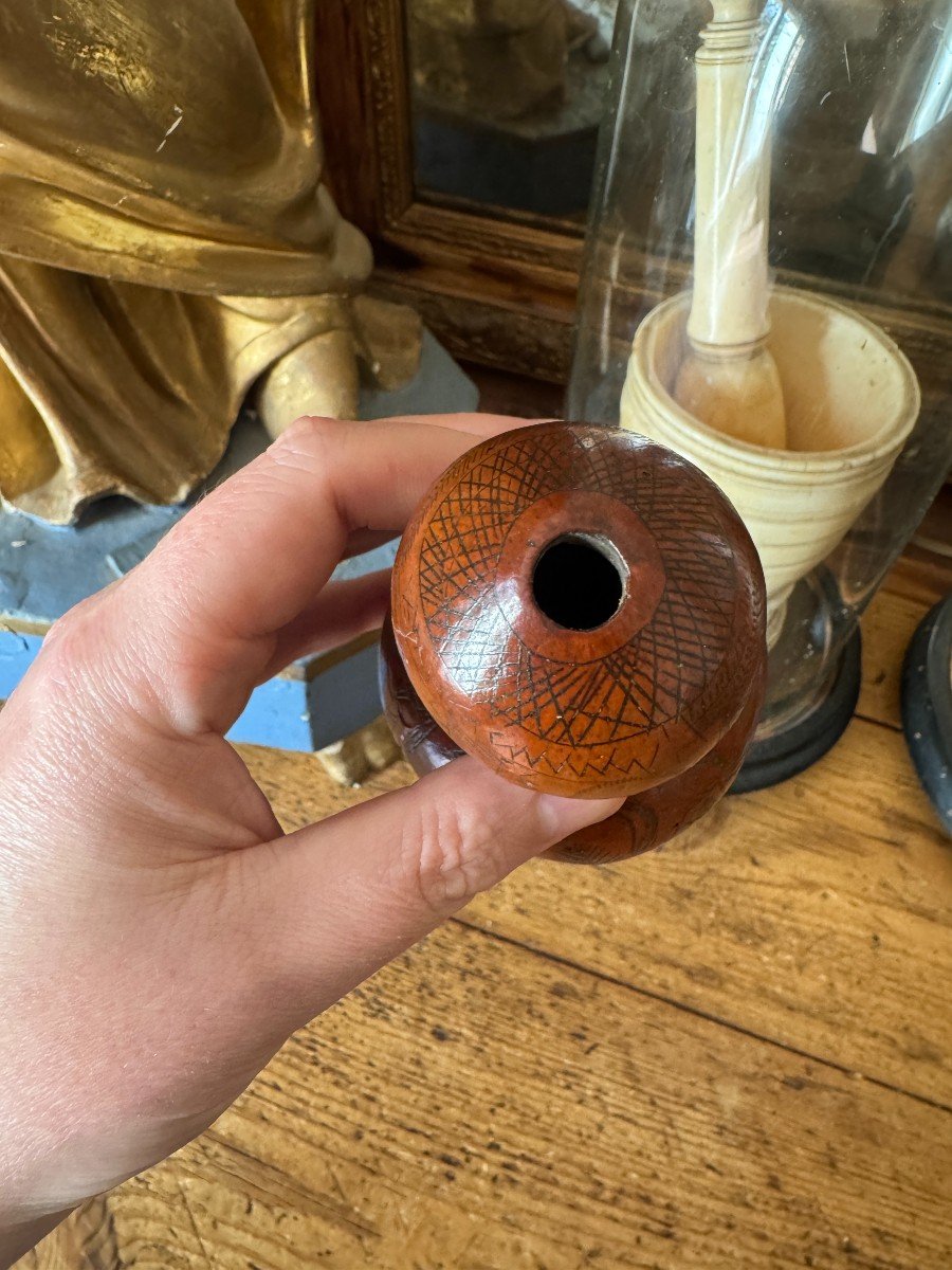 Witchcraft - Carved Powder Flask - Sculpted Gourd - Protection Ritual - Folk Art-photo-4