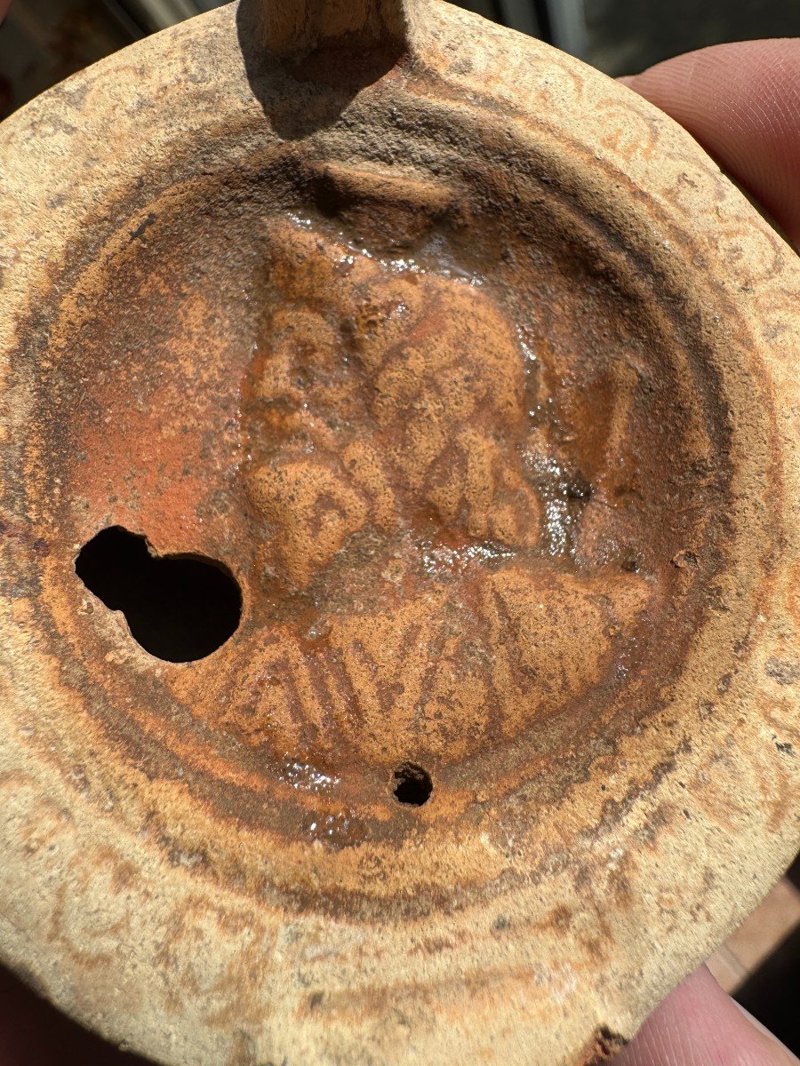 Artefact - Antiquité – Lampe à Huile En Terre Cuite – Buste De Sérapis Barbu – Empire Romain-photo-6