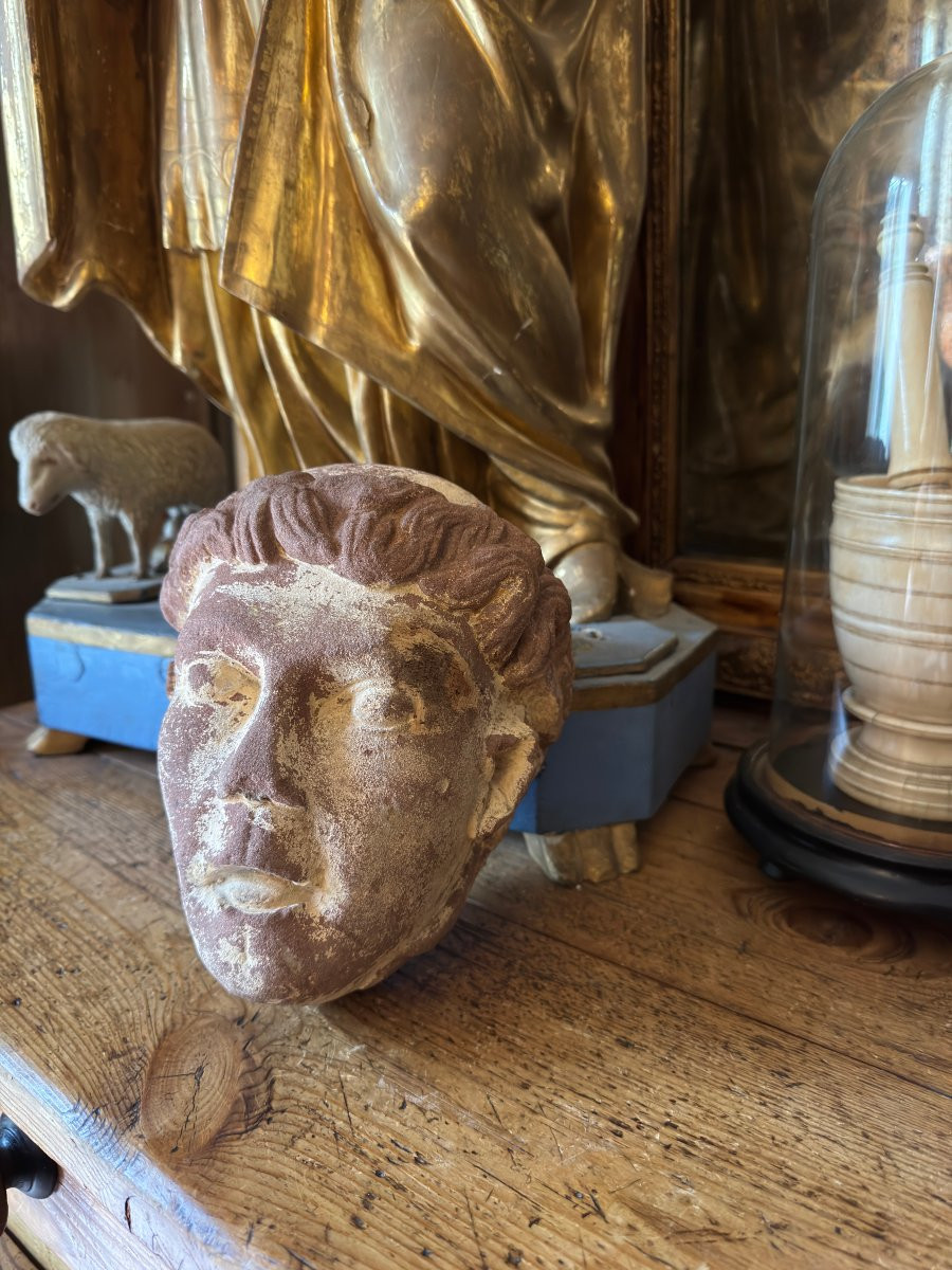 Medieval Statuary, Romanesque Sculpture - Cistercian Monk's Head - Late Period - Romanesque Capital-photo-2