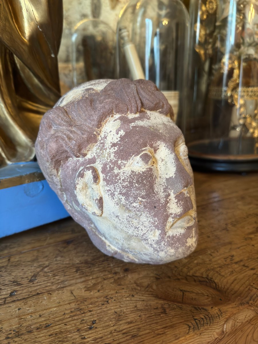 Medieval Statuary, Romanesque Sculpture - Cistercian Monk's Head - Late Period - Romanesque Capital-photo-3