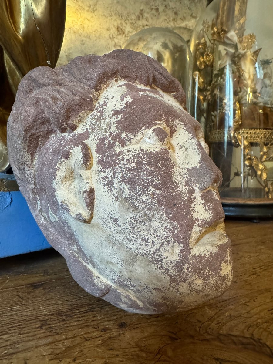 Medieval Statuary, Romanesque Sculpture - Cistercian Monk's Head - Late Period - Romanesque Capital-photo-2