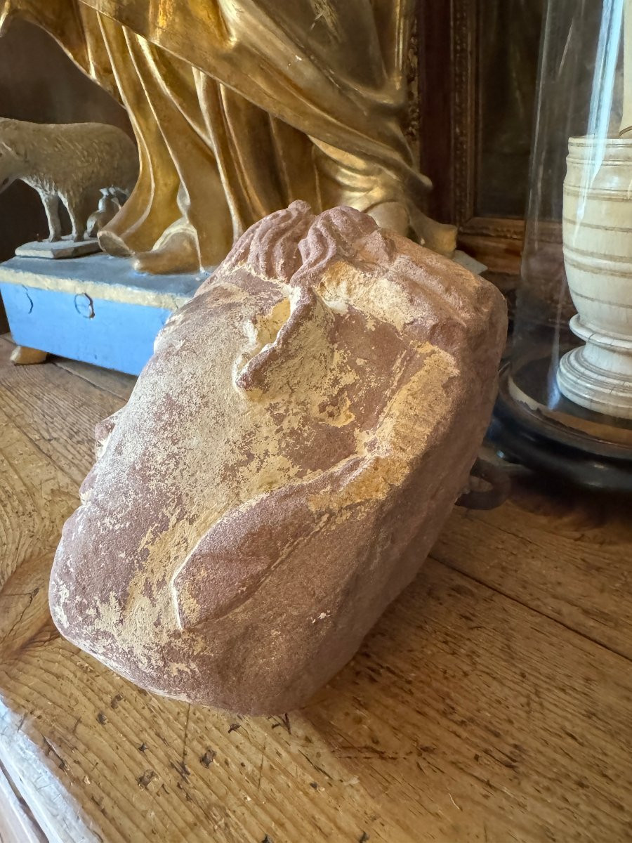 Medieval Statuary, Romanesque Sculpture - Cistercian Monk's Head - Late Period - Romanesque Capital-photo-3