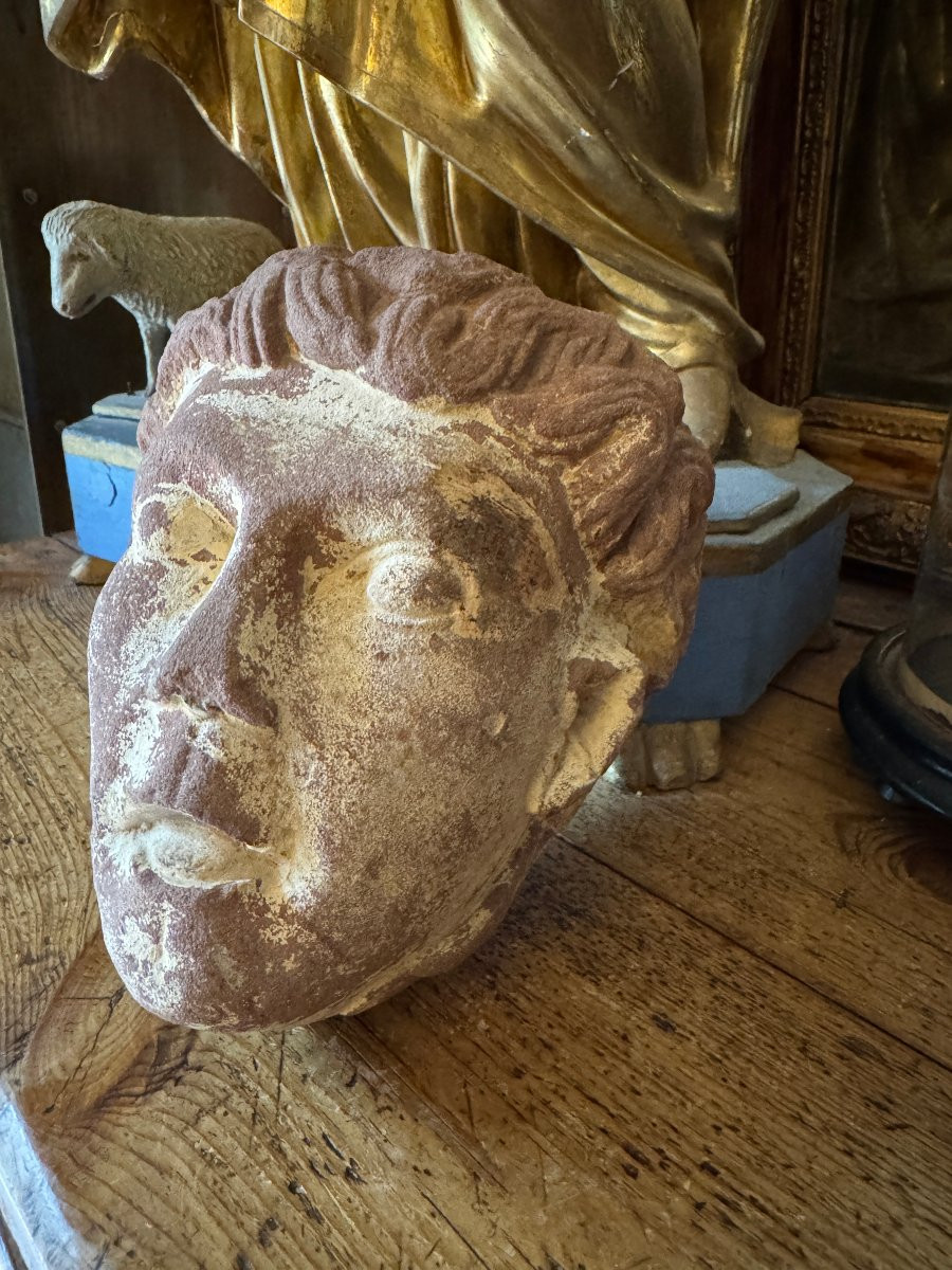 Medieval Statuary, Romanesque Sculpture - Cistercian Monk's Head - Late Period - Romanesque Capital-photo-7
