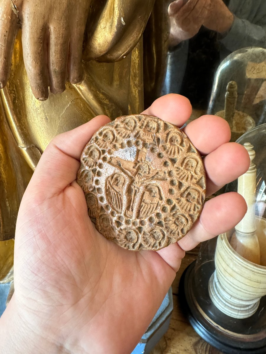 Ancient Coptic Bread Marker – Christ On The Cross, Christian Liturgical Art – Egypt – Folk Art-photo-6