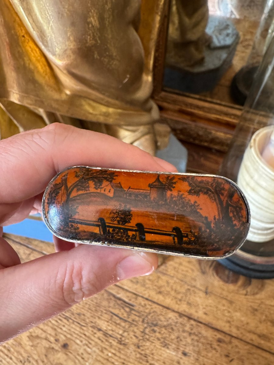 Museum - Painted Boxwood Snuffbox - Saint John The Baptist And Surveying Scenes - Folk Art -photo-1