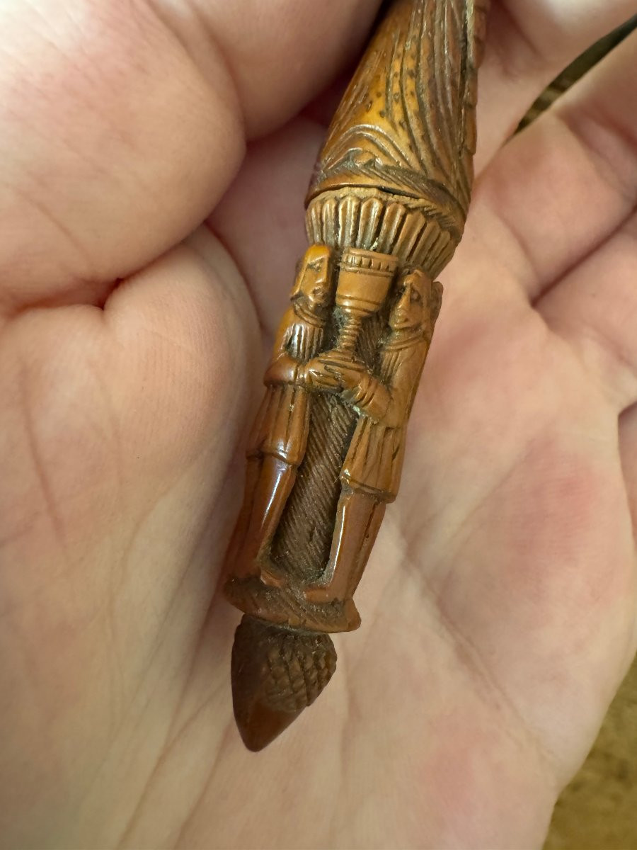 Museum - Sculpted Needle Holder - Virgin And Child And Praying Figures - Folk Art-photo-4