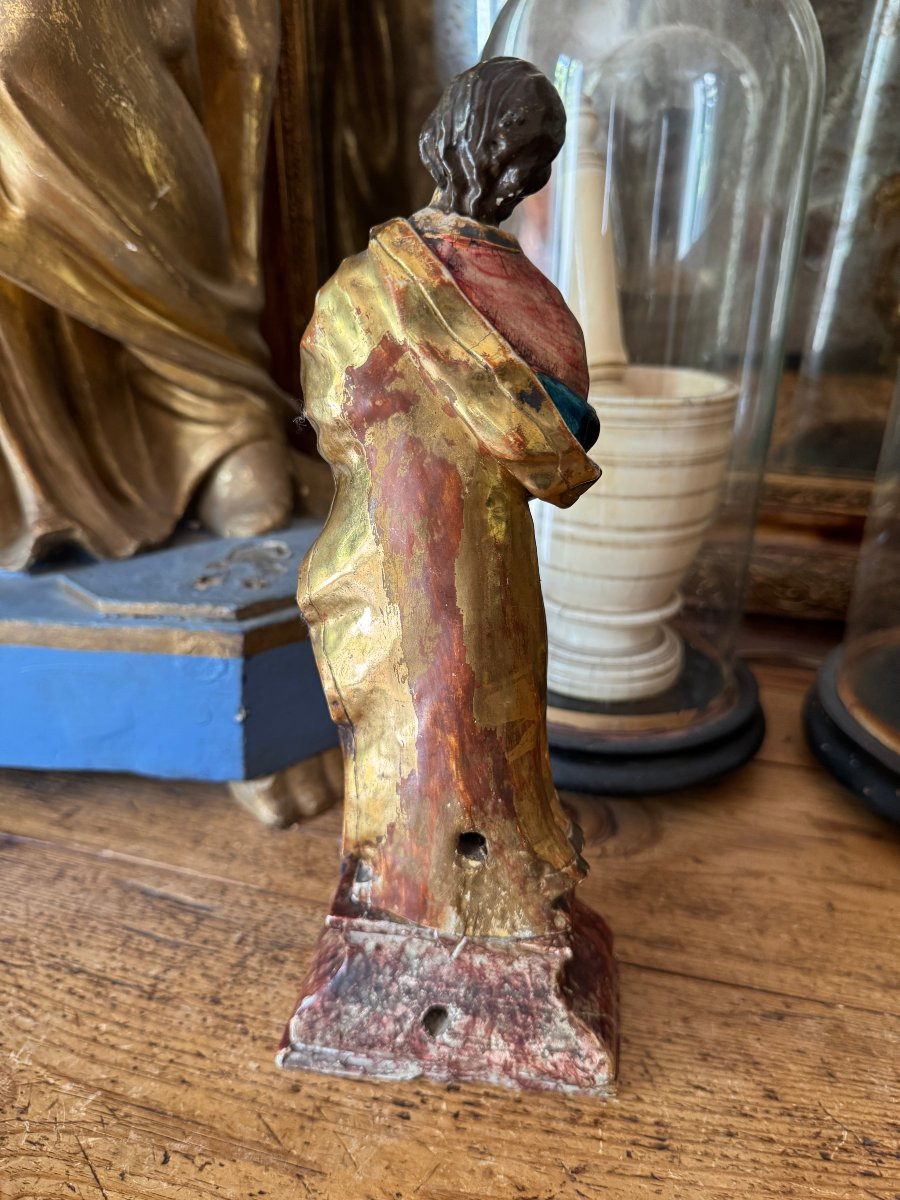 Baroque - Stabat Mater - Statue Of Saint John In Carved Wood - Polychrome And Gilded Wood - Italy-photo-4