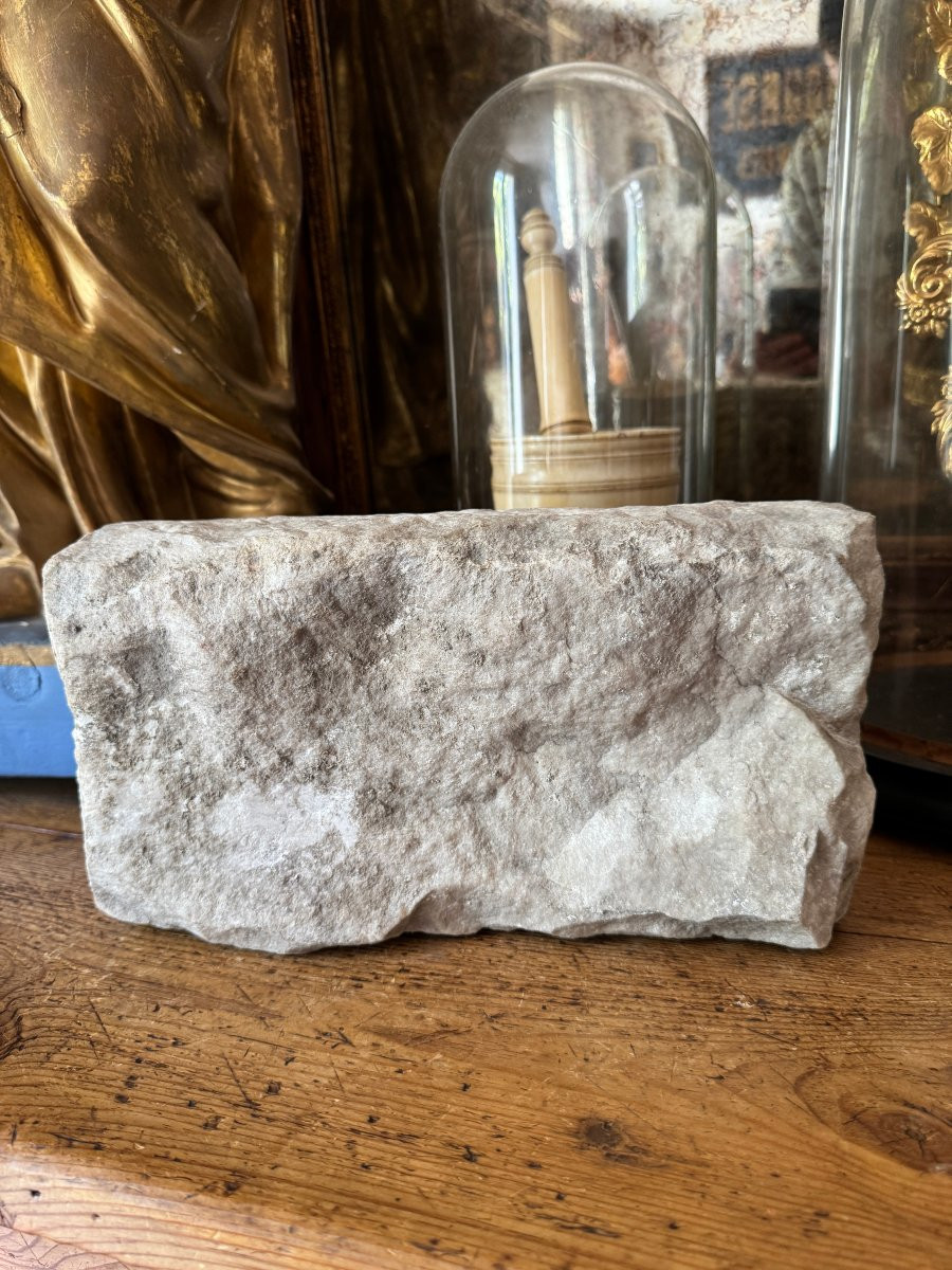 Medieval Statuary – Carved Marble Plaque – Gothic Inscription “maria” – Late Period-photo-3