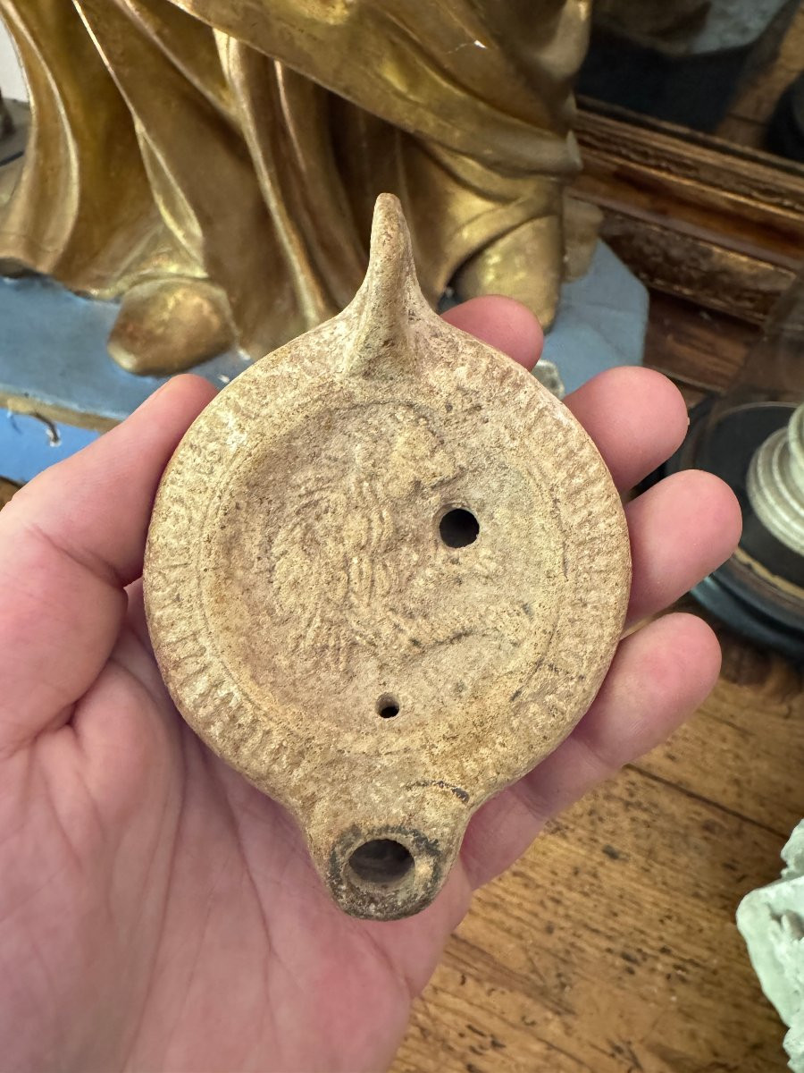 Artifact – Antiquity – Terracotta Oil Lamp – Lion Bust – Roman Empire-photo-2