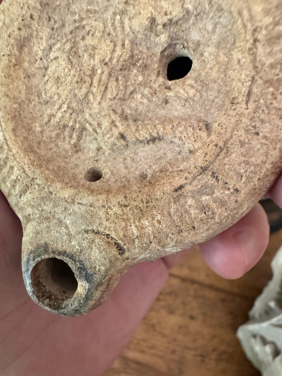 Artifact – Antiquity – Terracotta Oil Lamp – Lion Bust – Roman Empire-photo-2