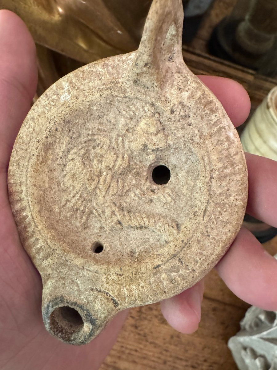 Artifact – Antiquity – Terracotta Oil Lamp – Lion Bust – Roman Empire-photo-3