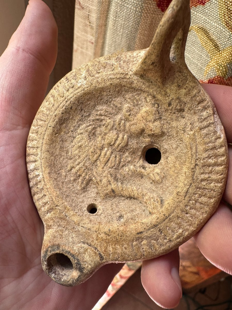 Artifact – Antiquity – Terracotta Oil Lamp – Lion Bust – Roman Empire-photo-4