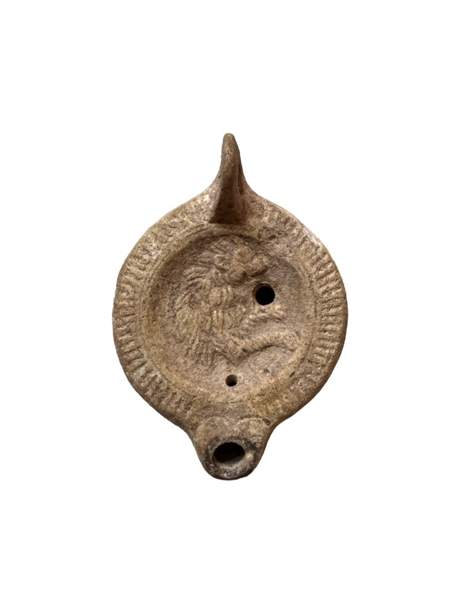 Artifact – Antiquity – Terracotta Oil Lamp – Lion Bust – Roman Empire