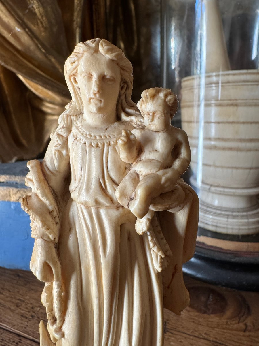 Sculpture, Statue &ndash; Vierge &agrave; L&rsquo;enfant &ndash; Immacul&eacute;e Conception &ndash; Goa, 1681 &ndash; Haute &eacute;poque-photo-4