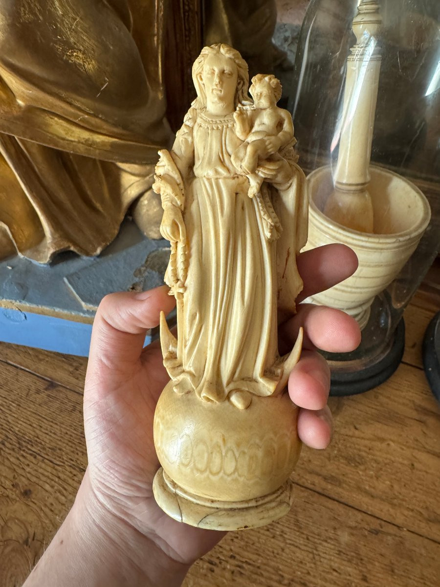 Sculpture, Statue &ndash; Vierge &agrave; L&rsquo;enfant &ndash; Immacul&eacute;e Conception &ndash; Goa, 1681 &ndash; Haute &eacute;poque-photo-5