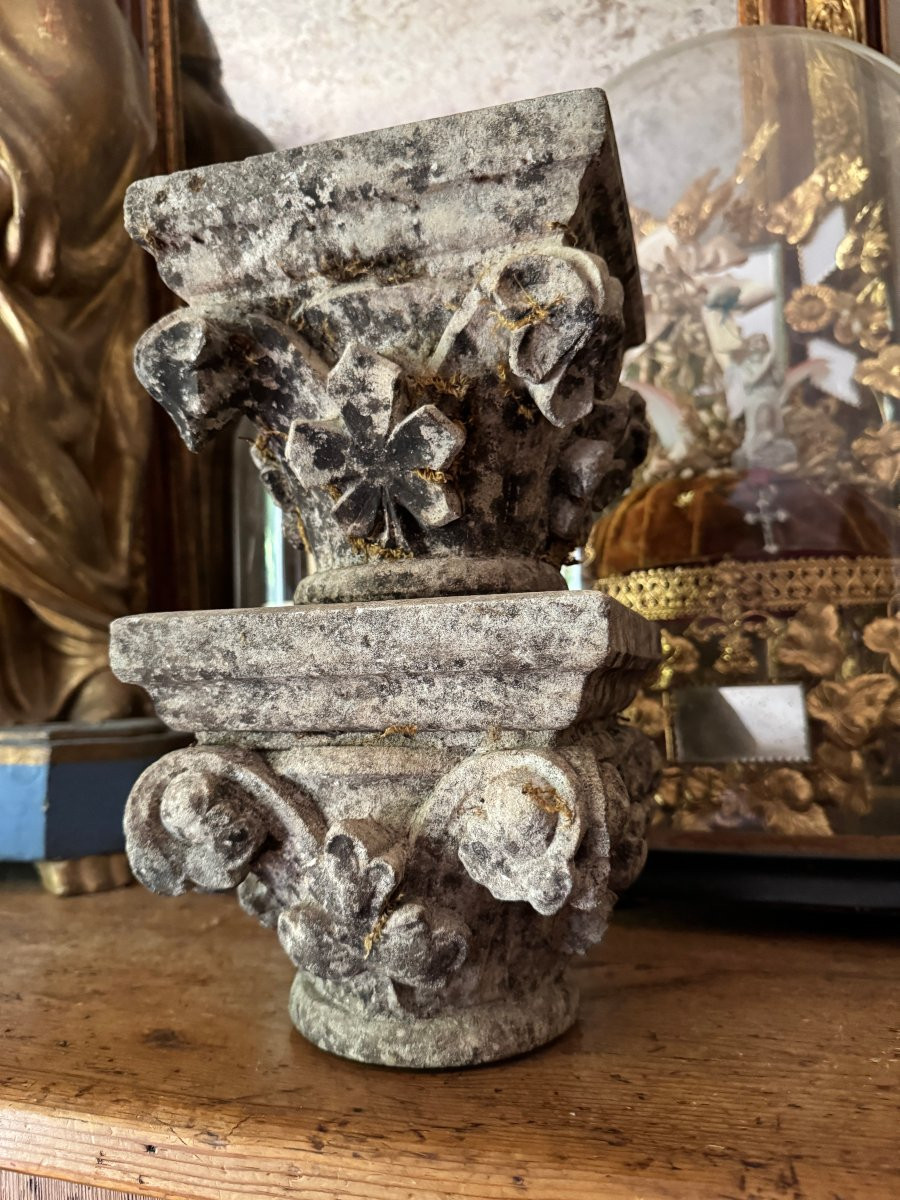Fragment architectural – Paire de chapiteaux  corinthiens sculpté – chapiteau en pierre-photo-6