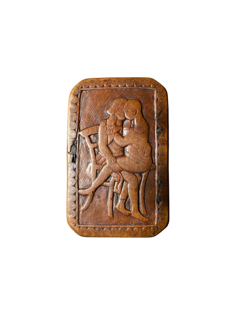Curiosit&eacute;, Curiosa - Tabati&egrave;re &eacute;rotique, &eacute;tui &ndash; Sc&egrave;ne &eacute;rotique &amp; chim&egrave;re &ndash; Art Populaire