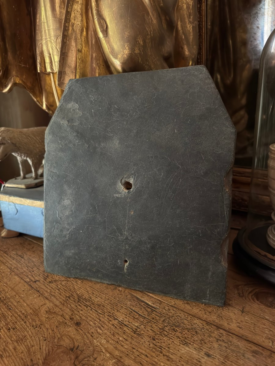 Engraved Slate Sundial – Heraldry, Coats Of Arms And Ermines – Folk Art-photo-3