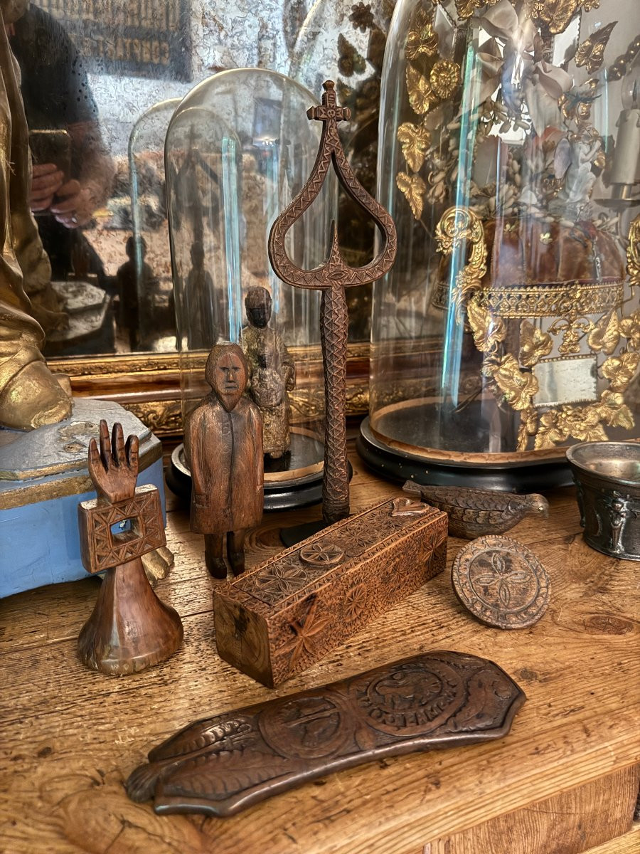 Marque &agrave; pain ou &agrave; beurre &ndash; D&eacute;cor de rosace et d&rsquo;initiales &ndash; Art populaire &ndash; Auvergne-photo-4