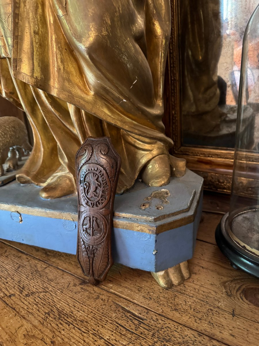 Mus&eacute;e &ndash; R&acirc;pe &agrave; tabac &agrave; devise &ndash; &ldquo;Vivo Lamour&rdquo; - Lion et colombes &agrave; fleurs &ndash; Art populaire-photo-2
