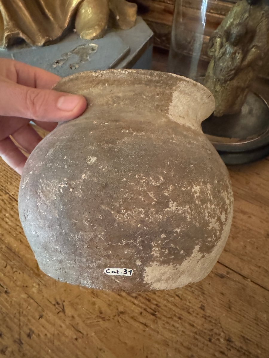 Artefact – Antiquité – Urne Funéraire en Céramique Modelée avec Documentation - Archéologie-photo-1