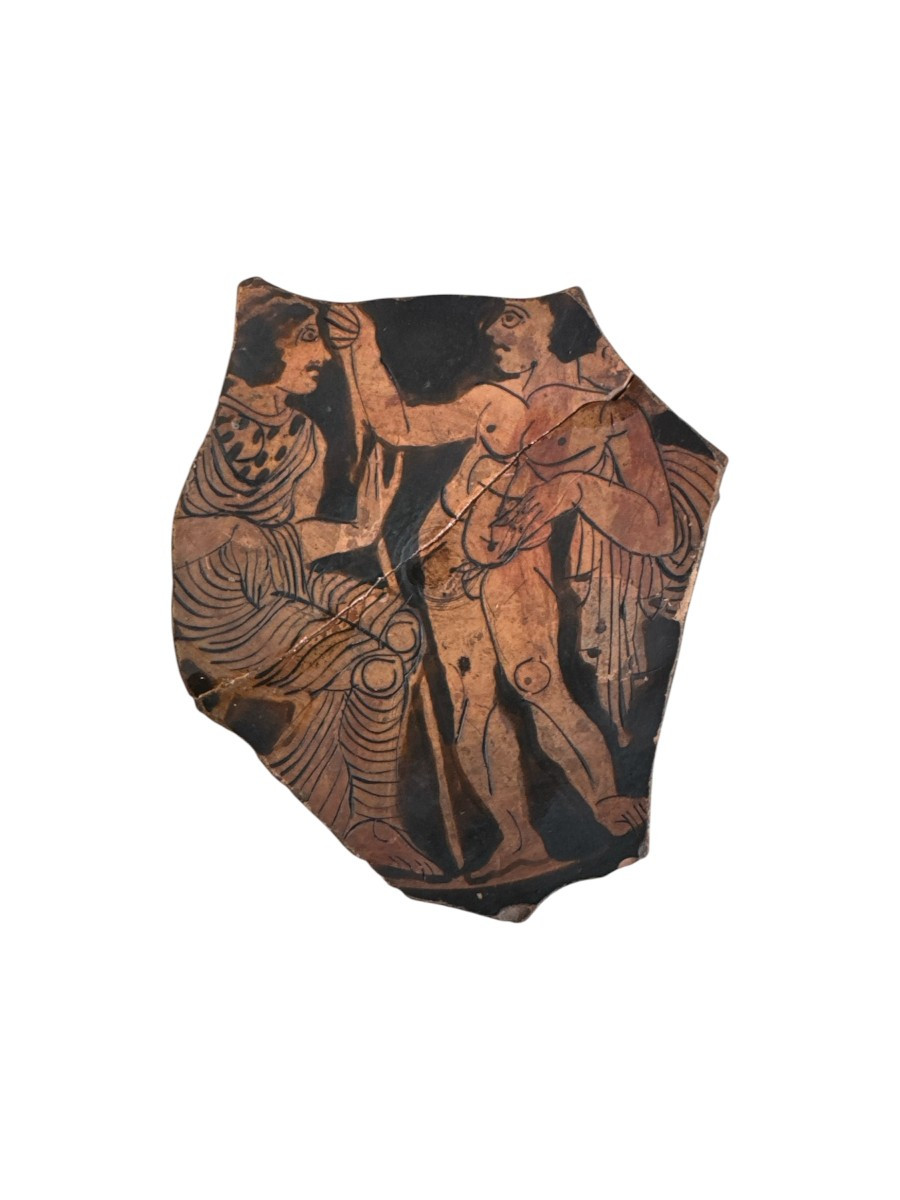 Artefact – Antiquité – Fragment Attique, Figures Rouges - Nues, Érotica, Curiosa  - Archéologie