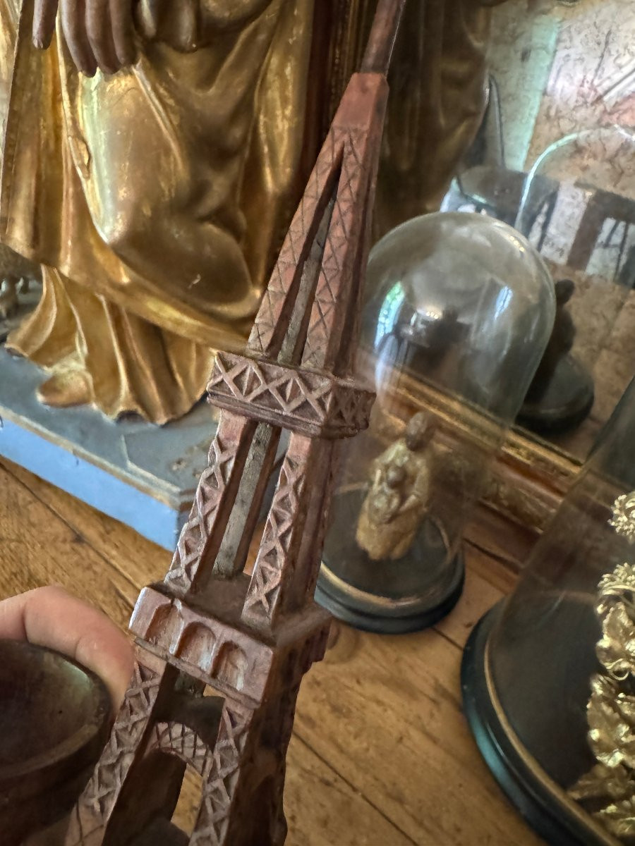 Musée – Salière poivrière – Bois sculpté – Tour Eiffel et cœur – Art populaire – Auvergne-photo-7