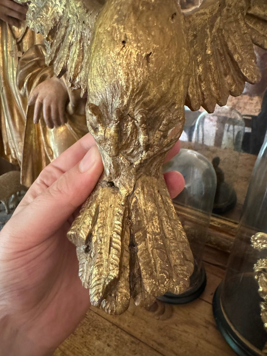 Sculpture, Dove - Dove Of The Holy Spirit - Carved And Gilded Wood - France - Gilded Wood-photo-4