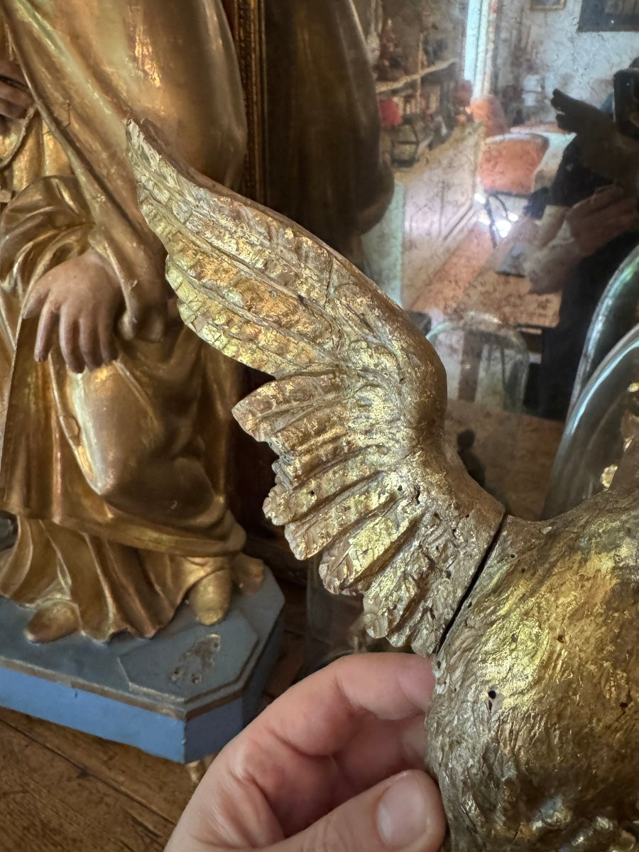 Sculpture, Dove - Dove Of The Holy Spirit - Carved And Gilded Wood - France - Gilded Wood-photo-1