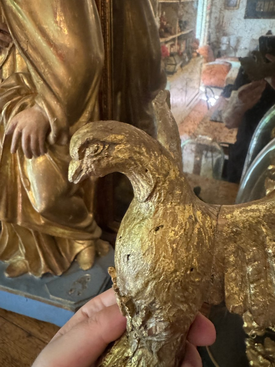 Sculpture, Dove - Dove Of The Holy Spirit - Carved And Gilded Wood - France - Gilded Wood-photo-3