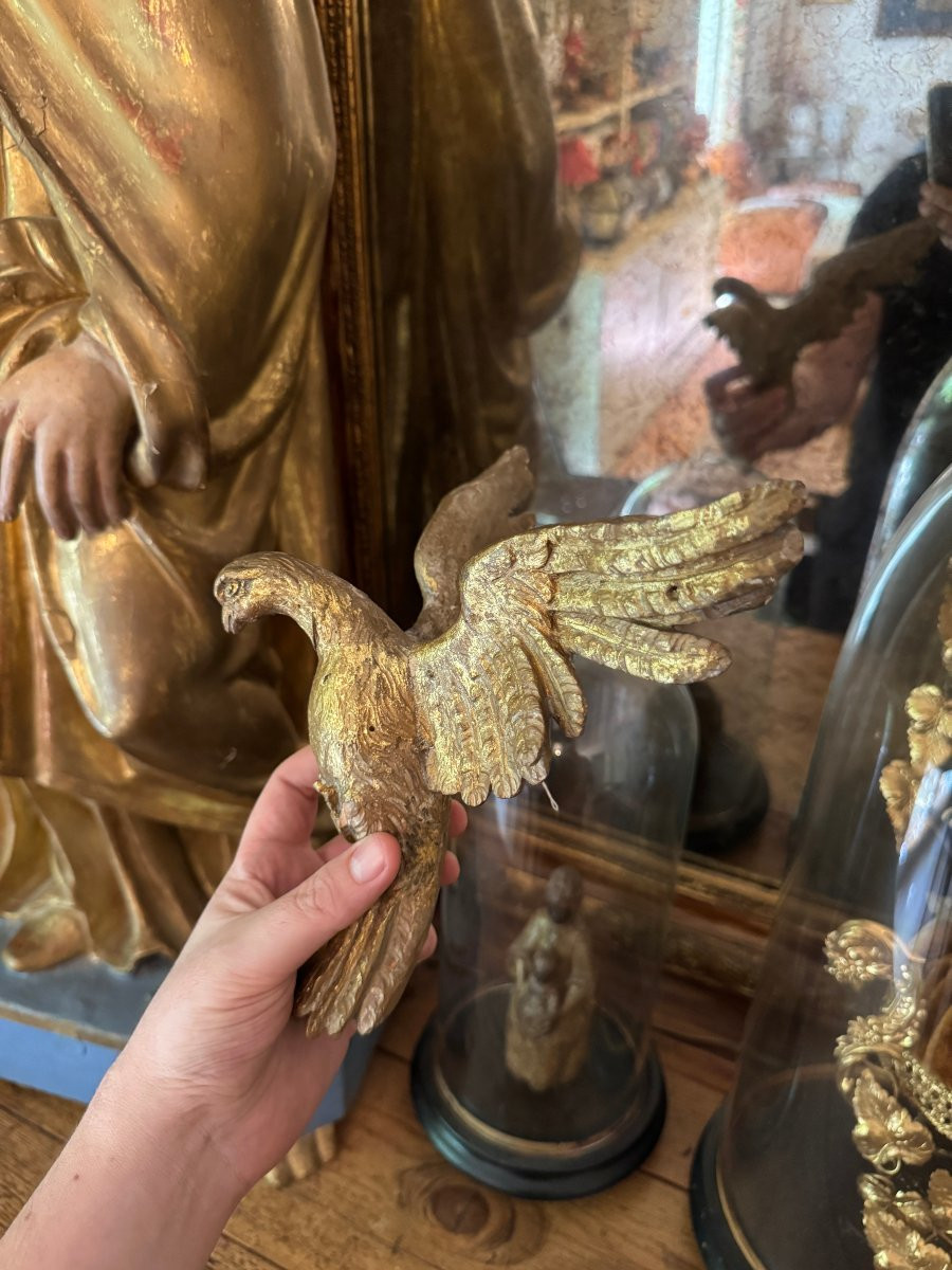 Sculpture, Dove - Dove Of The Holy Spirit - Carved And Gilded Wood - France - Gilded Wood-photo-5