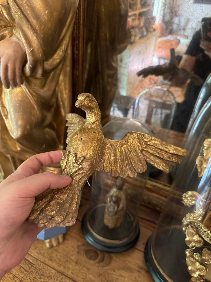 Sculpture, Dove - Dove Of The Holy Spirit - Carved And Gilded Wood - France - Gilded Wood-photo-6
