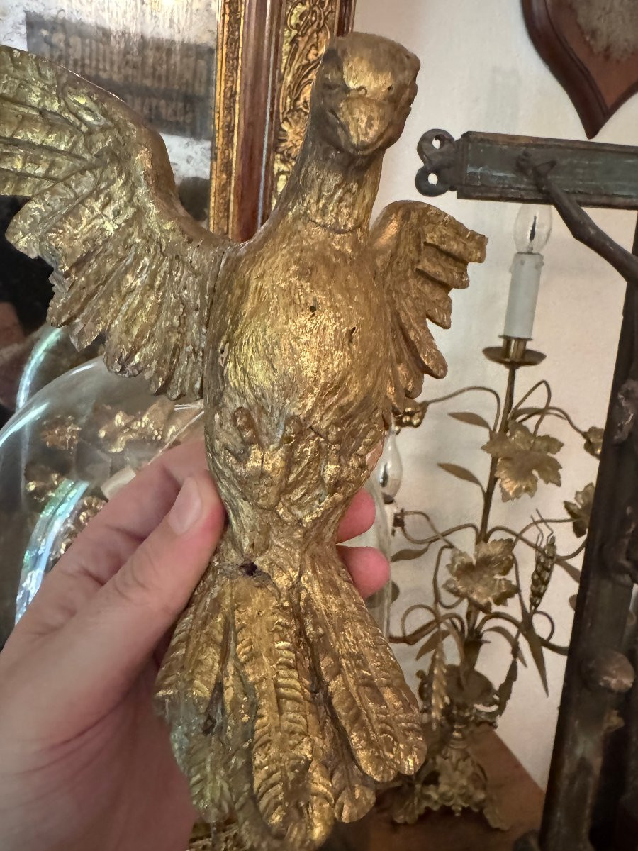 Sculpture, Dove - Dove Of The Holy Spirit - Carved And Gilded Wood - France - Gilded Wood-photo-8
