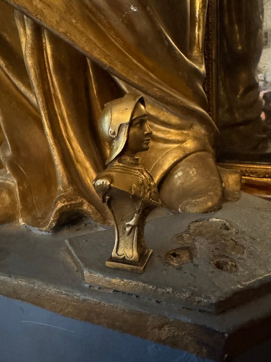 Seal – Stamp – Sculpture, Gilded Bronze – Bust Of Joan Of Arc Wearing A Helmet – Signed Becker-photo-3
