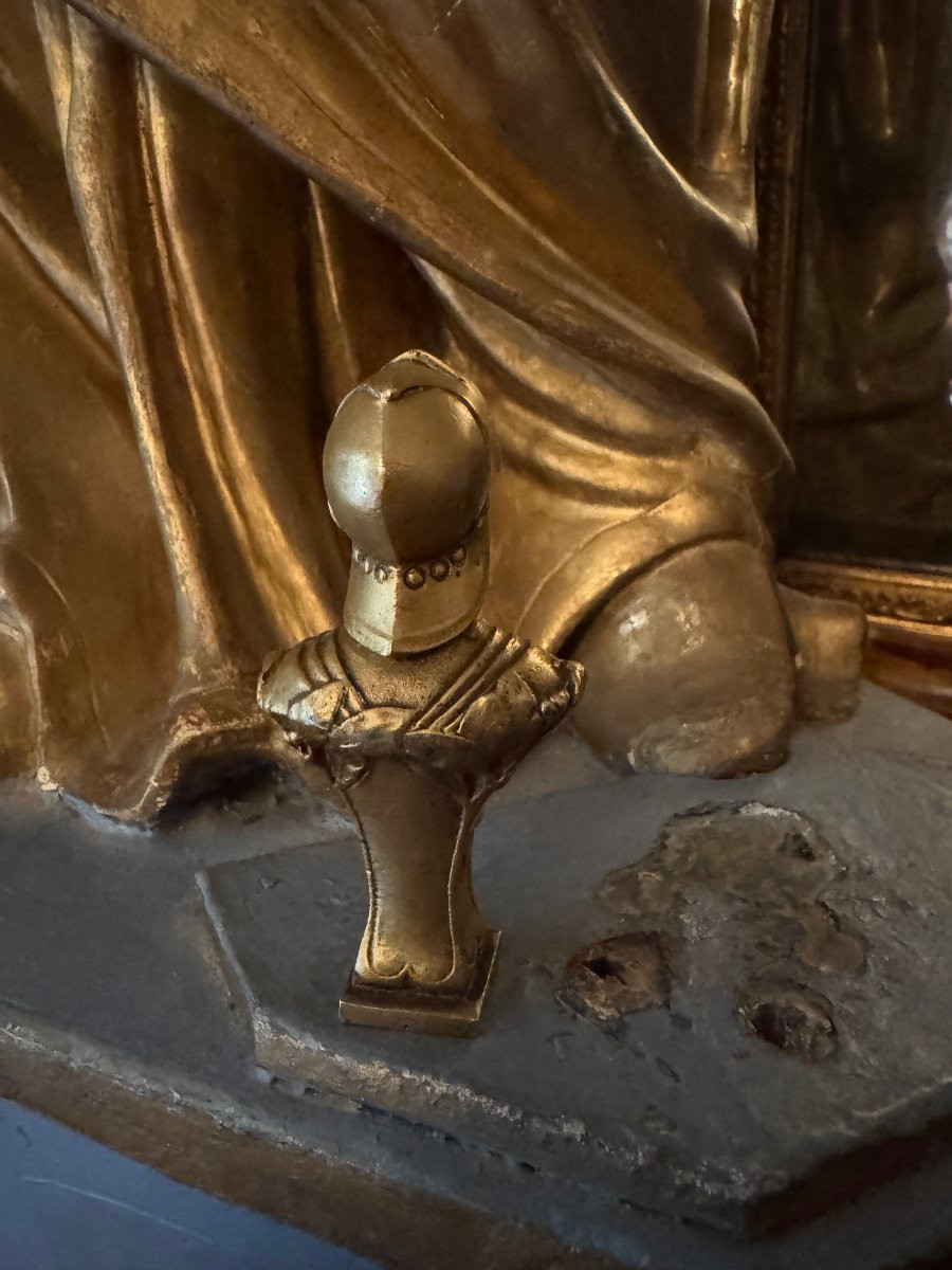 Seal – Stamp – Sculpture, Gilded Bronze – Bust Of Joan Of Arc Wearing A Helmet – Signed Becker-photo-4