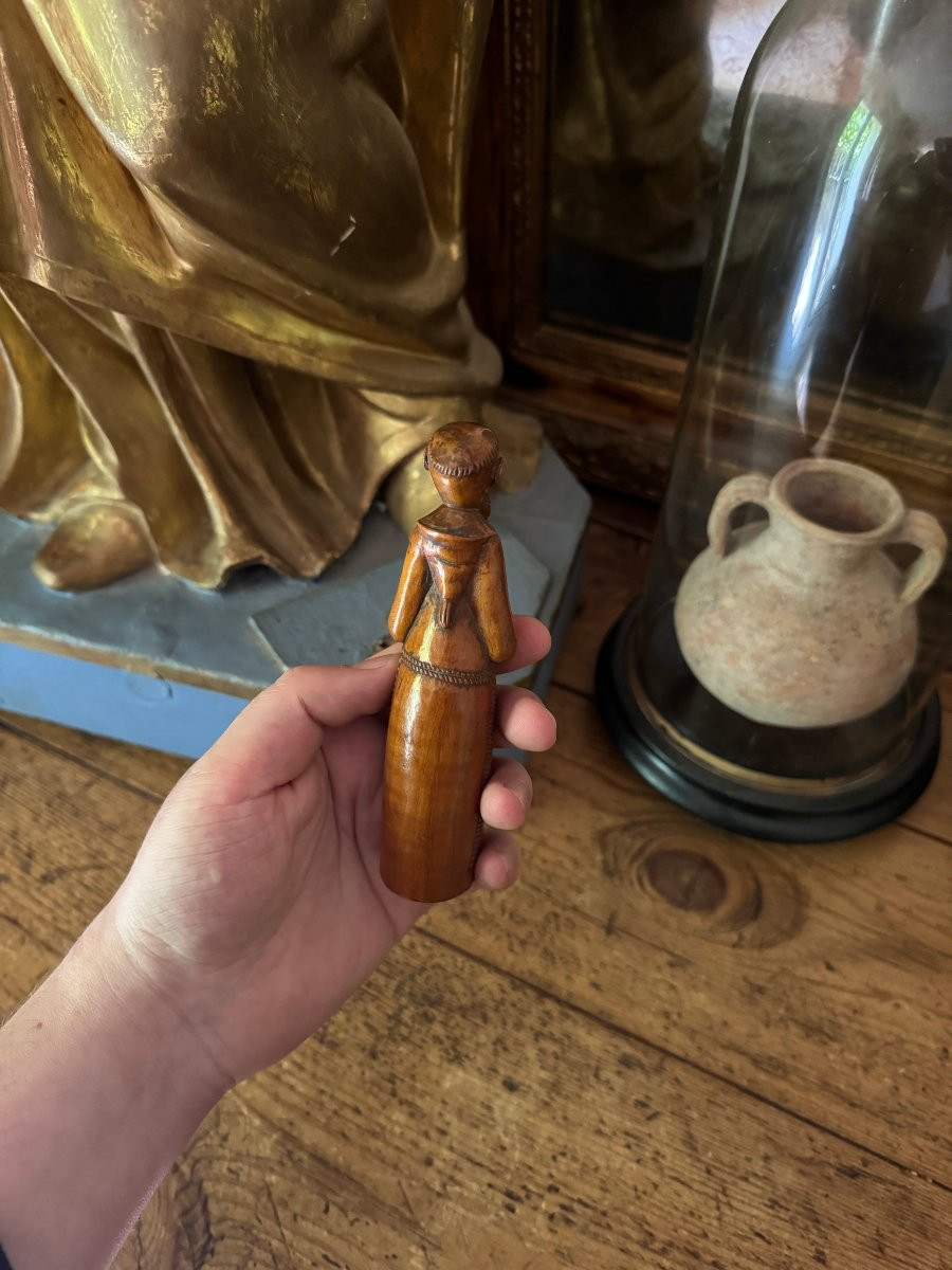 Anthropomorphic Snuff Box – Folk Art – Carved Wood – Praying Monk Snuff Box – France-photo-4