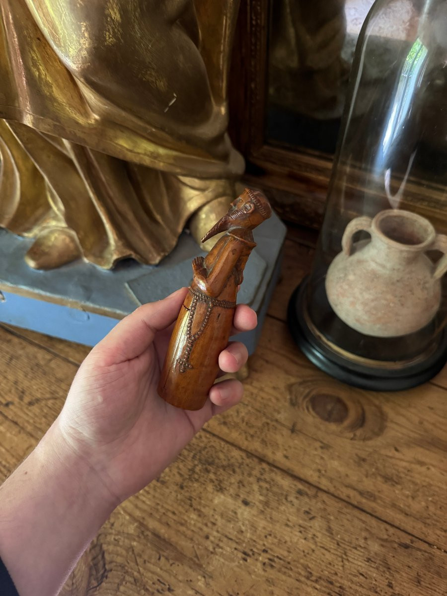 Anthropomorphic Snuff Box – Folk Art – Carved Wood – Praying Monk Snuff Box – France-photo-1