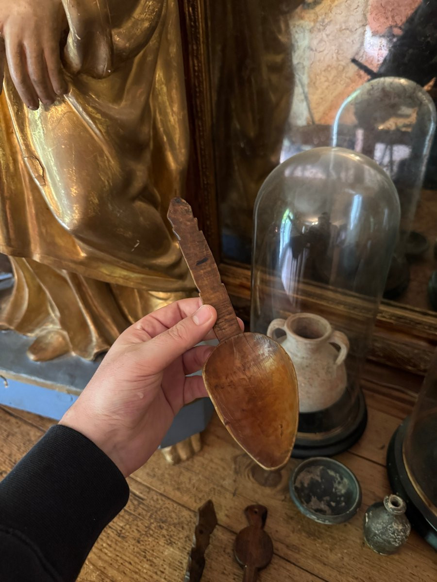 Lot de Trois cuill&egrave;res sculpt&eacute;es &ndash; Cuill&egrave;re - Art populaire &ndash; Auvergne - Art Primitif-photo-5