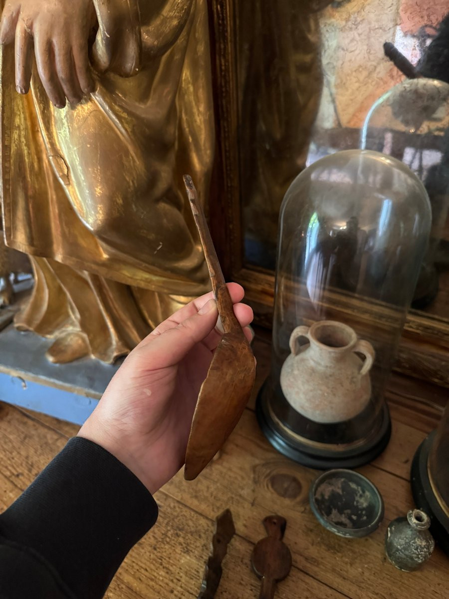 Lot de Trois cuill&egrave;res sculpt&eacute;es &ndash; Cuill&egrave;re - Art populaire &ndash; Auvergne - Art Primitif-photo-6