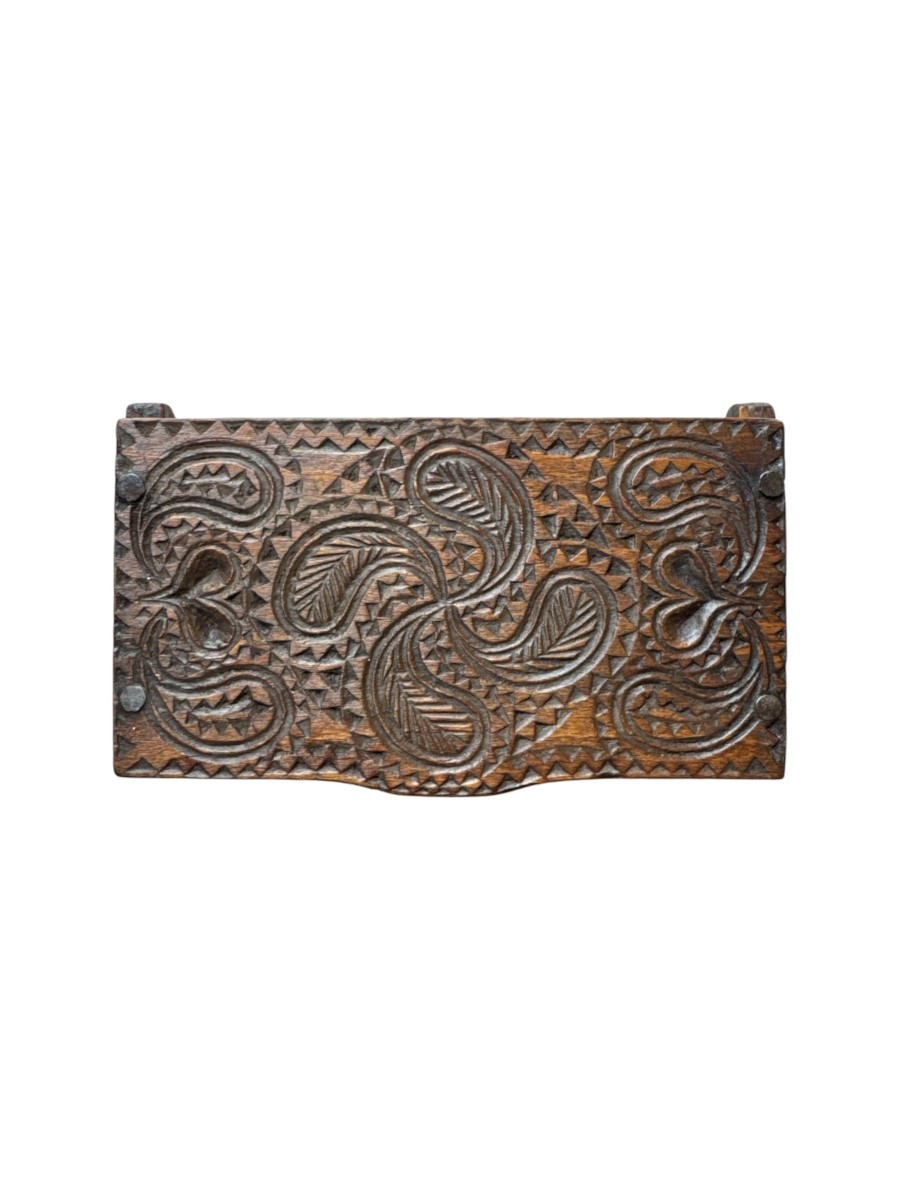 Small Carved Chest – Lacemaker’s Box, Love Box – Folk Art – Auvergne