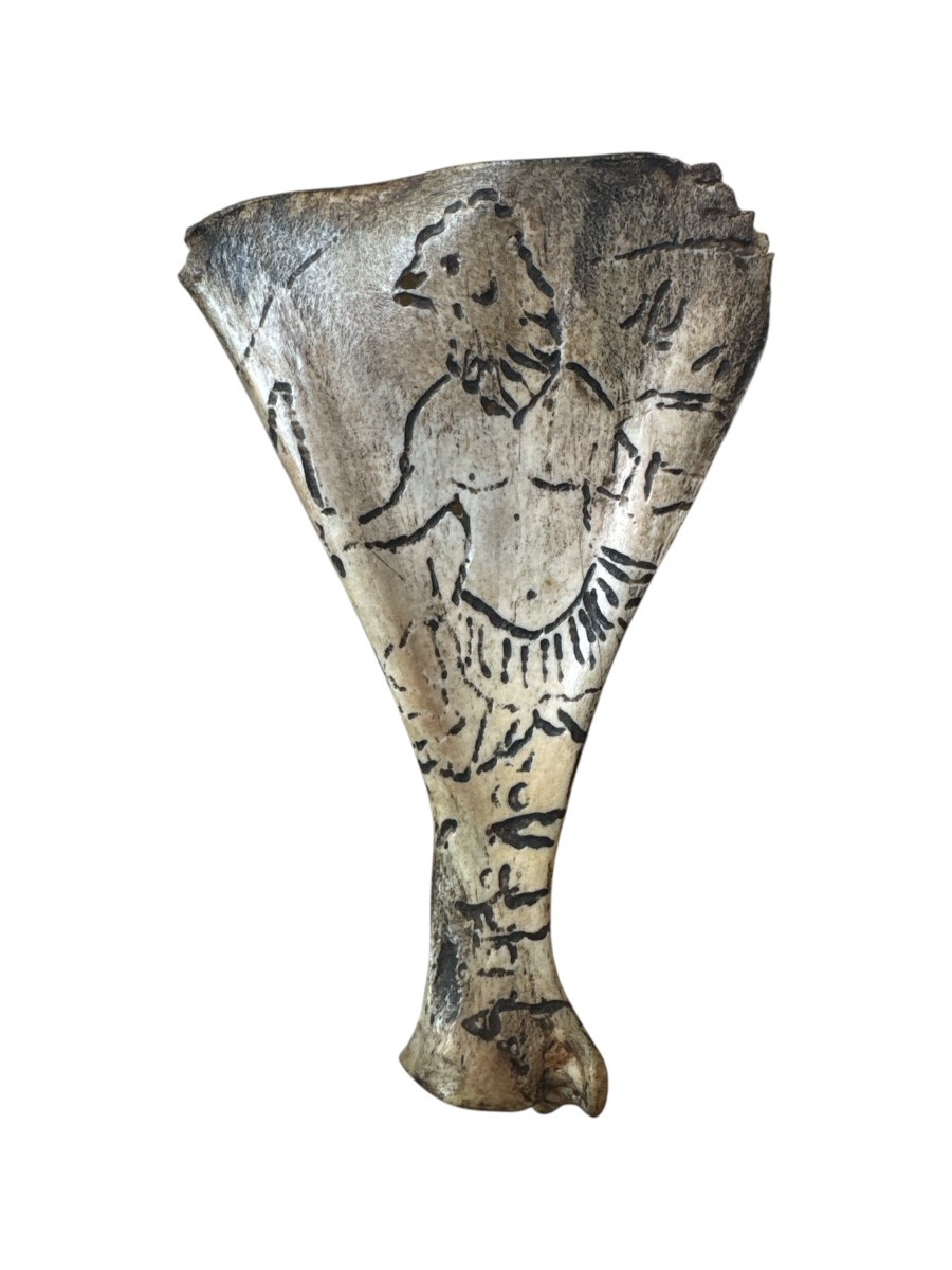 Curiosit&eacute;, Abraxas, Diable &ndash; Magie noire &ndash; Os grav&eacute; &ndash; Objet de sorcellerie - Occultisme 