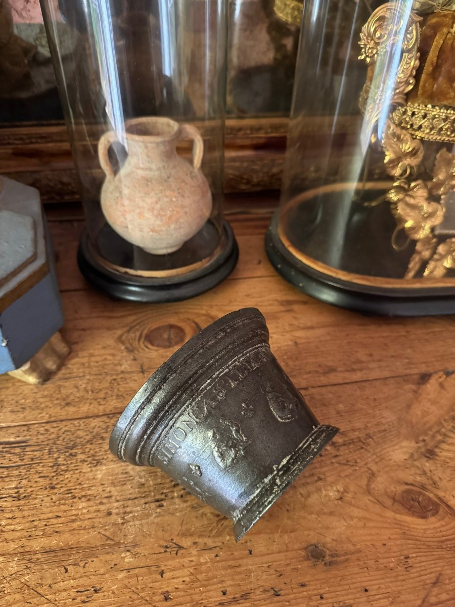 Mus&eacute;e &ndash; Mortier en bronze &agrave; pastillage &ndash;  Saint Antoine de Padoue et l&rsquo;Enfant J&eacute;sus &ndash; France-photo-8