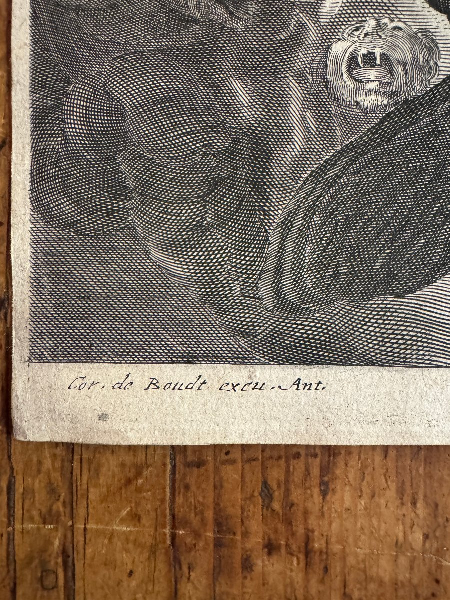 Gravure &ndash; Eau-forte et burin &ndash; Saint Michel terrassant les anges rebelles &ndash; Haute &Eacute;poque-photo-4