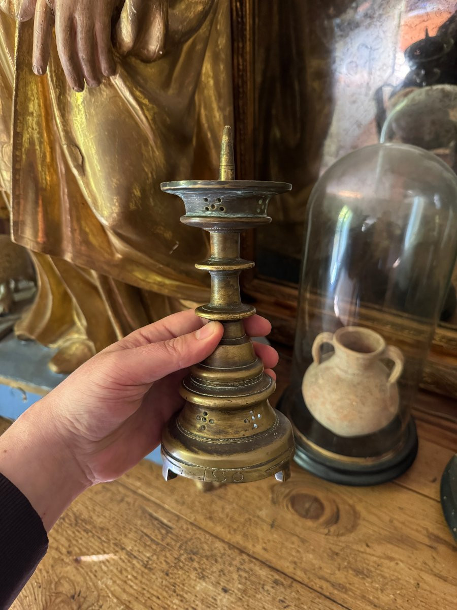 Bronze Candlestick - Gothic Candlestick - Circa 1550 - Europe - Haute époque-photo-3