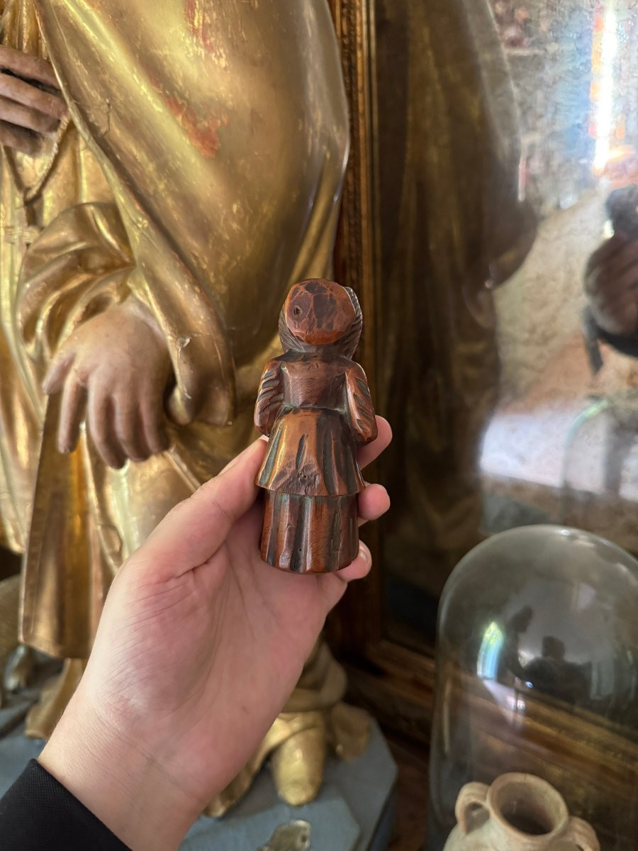 Museum – Figurative Match Holder – Woman With An Apron – Anthropomorphic Sculpture – Folk Art-photo-1